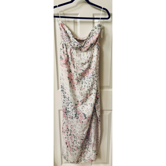 NWT HOLLISTER Floral Maxi Dress Size L White Pink - Picture 6 of 7